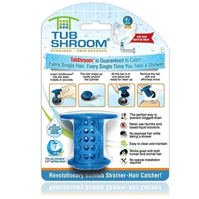 Image of TubShroom Tub Drain Protector Hair Catcher Strainer Snare Silicone Blue Standard
