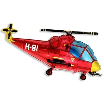 Image of 37 Inch Red Helicopter Shaped Foil Balloon