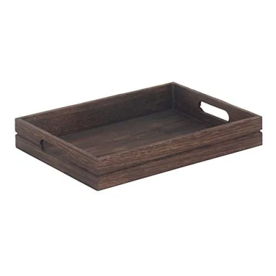 Image of Red Hamper WB059 Dark Wooden Tray, Wicker