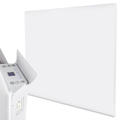 Image of MYLEK Panel Heater Radiator Electric 0.5KW Daily and Weekly Timer, Digital Thermostat Wall Mounted Slimline White for Bathroom, Office, Bedroom, Garage (500 Watt) Lot 20 Compliant