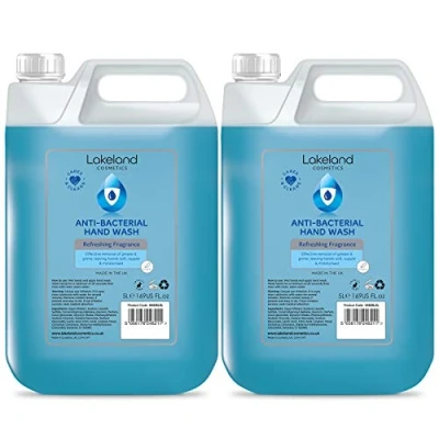 Image of Lakeland Cosmetics antibacterial soap hand wash 5L Litre refill bottle Vegan fragranced anti bacterial liquid wash, made in UK (2x 5 Litre)