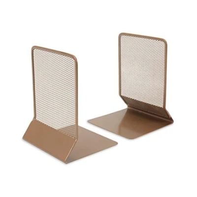 Image of OSCO Rosegold Wiremesh Bookends 1 Pair Two Shelves &amp; Bookcases H17.5 x W12.5 D13 cm