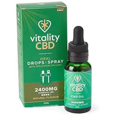 Image of Vitality CBD Drops and Spray in MCT Oil 2400mg of CBD, Natural, 30 ml, NO THC