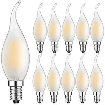 Image of Suncan 10 Pack E14 Flame Tip LED Filament Candle Light Bulb, 4W 360 LM 30W Incandescent Bulbs Equivalent Small Edison Screw Matte 2700K Warm White,Non Dimmable,Energy Class F