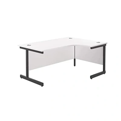 Image of Office Hippo Heavy Duty Desk, Right Corner Strong &amp; Reliable Workstation, Table With Integrated Cable Ports, PC Desk For or Home White Top / Black Frame