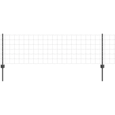Image of vidaXL Euro Fence with 11 U Posts Grey 0.6x25 m Steel