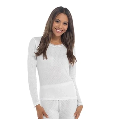 Image of undercover lingerie 2 Pack Womens Thermal Long Sleeve Vest White Small
