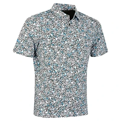 Image of Callaway Golf Mens Nature Print Polo Shirt Black Lichen M