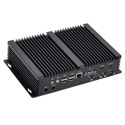 Image of HUNSN Fanless Industrial PC, Mini Computer, Intel Celeron 2955U 2957U, Windows 11 or Linux Ubuntu, IM03, AC WiFi, BT, VGA, HDMI, LAN, 2 x COM RS232, 6 USB2.0, 8G RAM, 128G SSD