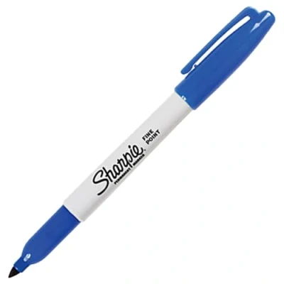 Image of SHARPIE Fine Point Blue Permanent Marker Markers (Blue, Point, Multicoloured, Fine, Metal, Paper, Plastic)