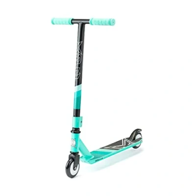 Image of Xootz Shred 2.0 Stunt Scooter, Adult and Kids Kick Lightweight 360 Degree Stunts, Beginner Intermediate Level Steel T Bar Grip Tape Deck, 6+, Teal