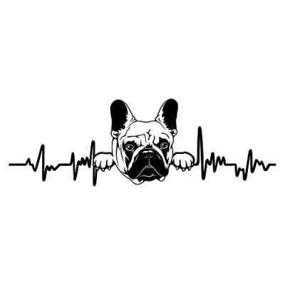 Image of Finest Folia Decorative Sticker for Car, Fridge, Laptop, Width 27 cm, Heartbeat Animals, Glossy Black, 10 French Bulldog