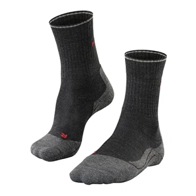 Image of FALKE Women&#039;s TK2 Explore Wool Silk W SO Thermo Regulated Thick Anti Blister 1 Pair Hiking Socks, Grey (Anthracite Melange 3080), 5.5 6.5