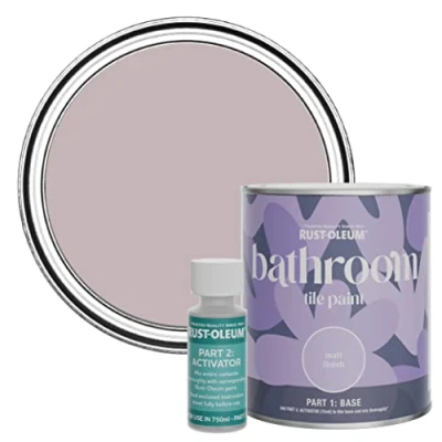 Image of Rust Oleum Purple Water Resistant Bathroom Tile Paint in Matt Finish Lilac Wine 750ml