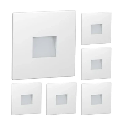 Image of ledscom.de 6 LED Staircase Light/recessed Wall Light FOW for Indoors and Outdoors, Downlight, Angular, 85 x 85mm, Cool White
