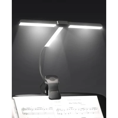 Image of TobeBright Ultra Wide 36cm Music Stand Light Clip On Rechargeable, 57 LEDs Super Bright, 4 Colours x 3 Brightness, Foldable T Shaped Piano Lamp for Sheet Music, Book Reading