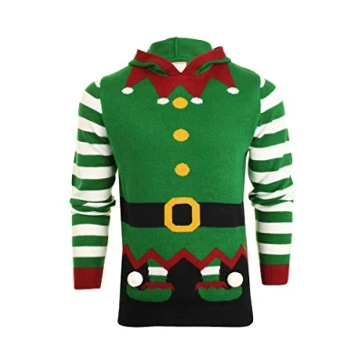 Image of Xact Men&#039;s Novelty Hooded Christmas Jumper (Elf Green) XXXL