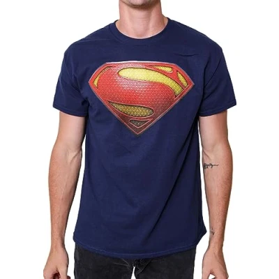 Image of Superman Logo Symbol Justice League DC Costume Adult T Shirt, Navy, Medium