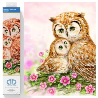 Image of Diamond Dotz Painting Kit: Mother &amp; Baby Owl, Assorted, 42 x 42cm