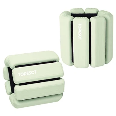 Image of TOPESCT Adjustable Wrist Weights Set of 2 (1lb Each) Wearable &amp; Ankle Bracelet for Yoga, Dance, Barre, Pilates, Cardio, Aerobics, Walking (1lb/each, Olive Green)