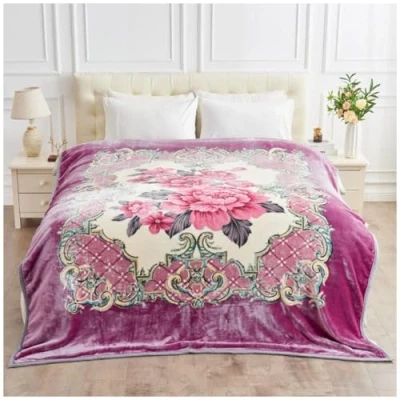 Image of Floral Heavy Weight Blankets For Sleep (200X240 cm) 2 Ply Reversible Blanket Throw Sherpa Fleece Bed 6kg Soft, Cozy, Thermal, Fluffy Polyester Adult Large King Size