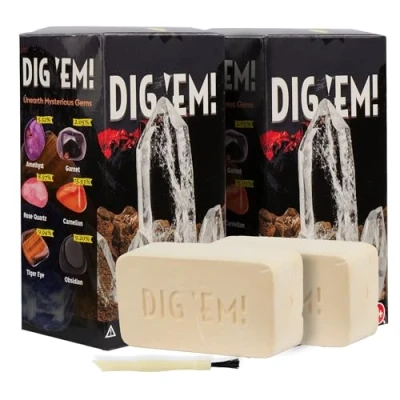 Image of Treasure Dig Kit Gem Archaeology Out Kit, Realistic Digging Adventure, Educational Toys for Children, Excavate and Mining Games, Science Toy (Treasure 1, Kit)