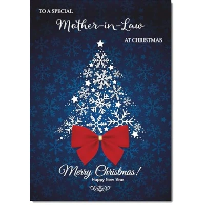 Image of doodlecards Mother in Law Christmas Card Blue Abstract Tree Medium Size for with Plain Envelope
