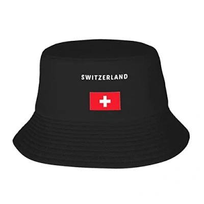 Image of 874 Bucket Hat Switzerland Swiss Flag for Fisherman Foldable Sun Hats Breathable Beach Cap Hiking Outdoor