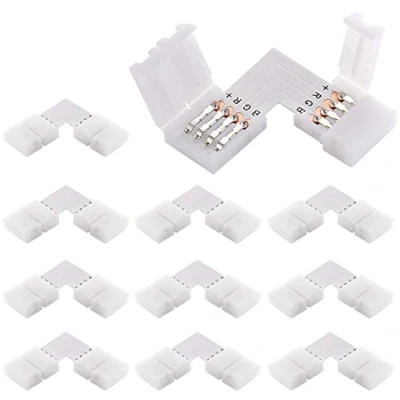 Image of EKSAVE 4 Pin RGB LED Light Strip Connectors L Shape Gapless for SMD 5050 Multicolor (10Pcs)