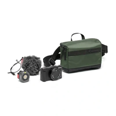 Image of Manfrotto Street Belt Bag, Waist for Mirrorless Camera, Vlogging Kit, Shoulder Camera Photography Accessories Content Creator, Colour Green