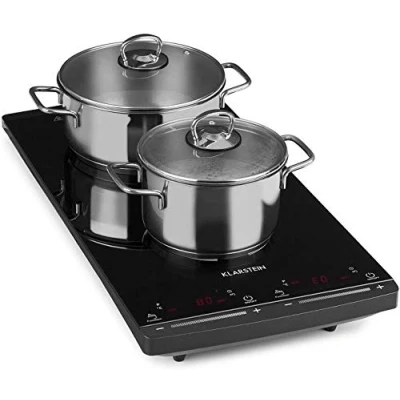 Image of Klarstein Induction Hob, 2900W Electric Hob Cooker, 2 Ring Pan Free Standing Table Top Cookers w/ Hobs, Modern Heater Cooktops, Hot Plates for Cooking