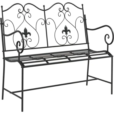 Image of vidaXL Outdoor Bench Black Metal Standard Tough