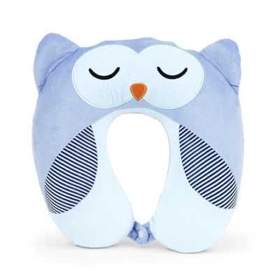 Image of Mousehouse Gifts Awesome Animal U shaped Memory Foam Travel Pillow, kids/adults (Blue Owl)