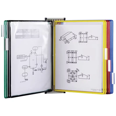 Image of Tarifold Technic Wall Display Unit with 5 Clip on Index Tabs and 10 Pockets A4 Assorted Ref 414109