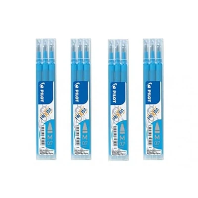 Image of Pilot FriXion Rollerball Pens 4 Refill Packs of 3 light blue