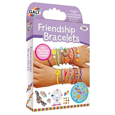 Image of Galt Friendship Bracelets Jewellery Making Craft Kit for Kids and Activity Pack Girls Boys Colourful Threads, Beads, Stickers Ribbon Childrens Birthday Party Gift Ages 7 Years Plus
