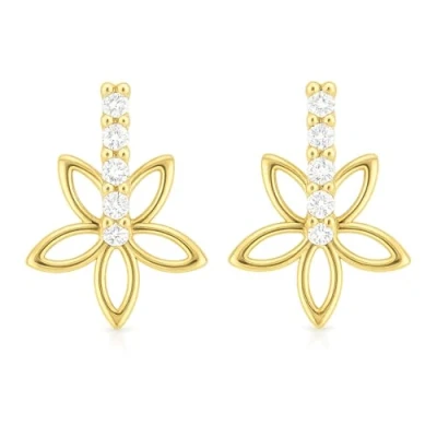 Image of Carissima Gold Women&#039;s 9 ct Yellow Cubic Zirconia Flower Drop Stud Earrings