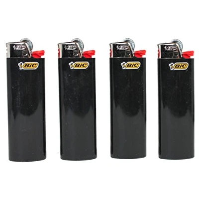 Image of Lot of 4 Bic Ebony Jet Black Full Size Lighters New