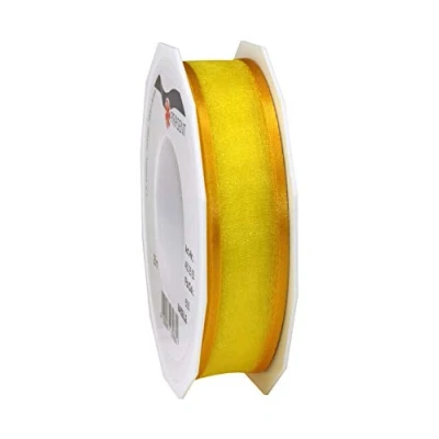 Image of Präsent Marseille Wired Organza Ribbon Yellow 25 mm Width, m Length