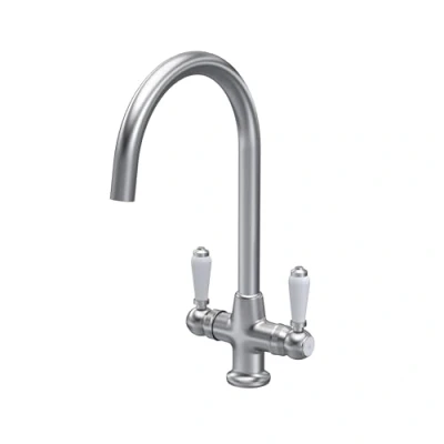Image of Traditional Mono Mixer Kitchen Tap with Lever Handles Brushed Nickel