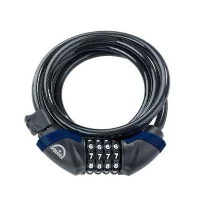 Image of Squire Locks Kilda Combi 10/1800 Integrated Bike Cable Lock 4 Wheel Combination Lightweight Tough 1800 mm Locking Length 10 Diameter