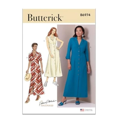 Image of BUTTERICK B6974F5 Misses&#039; Shirt Dress with Sleeve Variations by Palmer/Pletsch F5(16 18 20 22 24)