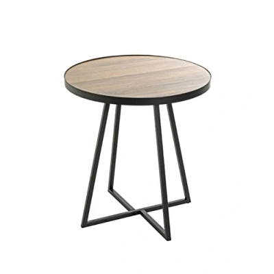 Image of HAKU Mobel End Table Oak, Black, Mdf, Metal Size: H 52 cm X Ø 48 cm, Style: Modern