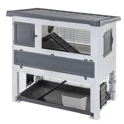 Image of Ferplast Rabbit Hutch Double Floor Outdoor Grand Lodge 120 Plus, Guinea Pigs, Thermoplastic Resin, With Accessories, 115,5 X 73 117 Cm.