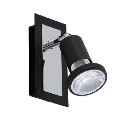 Image of Eglo Lighting Sarria 1 Light Spotlight Chrome, Black, GU10