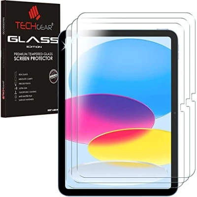 Image of TECHGEAR 3 Pack iPad 10 10.9&quot; 2022 Glass Screen Protector, Tempered Protector [9H Hardness] [Crystal Clarity] [Scratch Resistant] [No Bubble] for 10th Generation