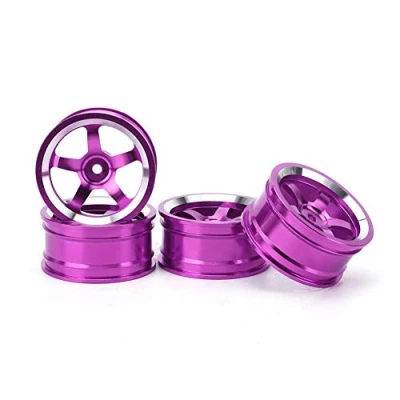 Image of Tbest 4Pcs RC Car Wheel Hub, 1/10 Aluminum Alloy Drive Hub Adapters Rims Set Fit for 94123 Tour Drift Car(Purple) Model Toy