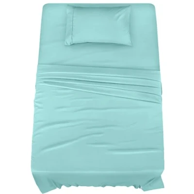 Image of Utopia Bedding Twin Bed Sheets Set 3 Piece Brushed Microfiber Shrinkage and Fade Resistant Easy Care (Twin, Spa Blue)