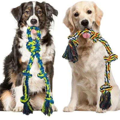 Image of TUAHOO 2 Pack Dog Rope Toys for Medium Large Breed, 100% Cotton Tough Chew Toy Dogs, Interactive Tug of War Boredom, Pulling, Teeth Cleaning