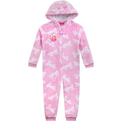 Image of Barbie Onesie For Girls Onesies Pink Fleece Pyjamas Kids Official Merchandise 4 5 Years